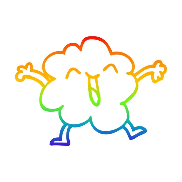 虹のグラデーションライン描画漫画表現力豊かな天気雲 — ストックベクタ