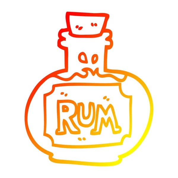 ラム酒の漫画の古いボトルを描く暖かいグラデーションライン — ストックベクタ