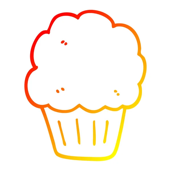 Chaud gradient ligne dessin dessin animé cupcake — Image vectorielle