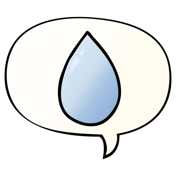 Gotita de agua de dibujos animados y burbuja del habla en estilo de gradiente suave — Vector de stock