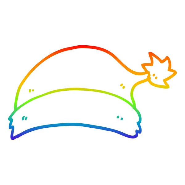 Linea gradiente arcobaleno disegno cartone animato cappello di Natale — Vettoriale Stock