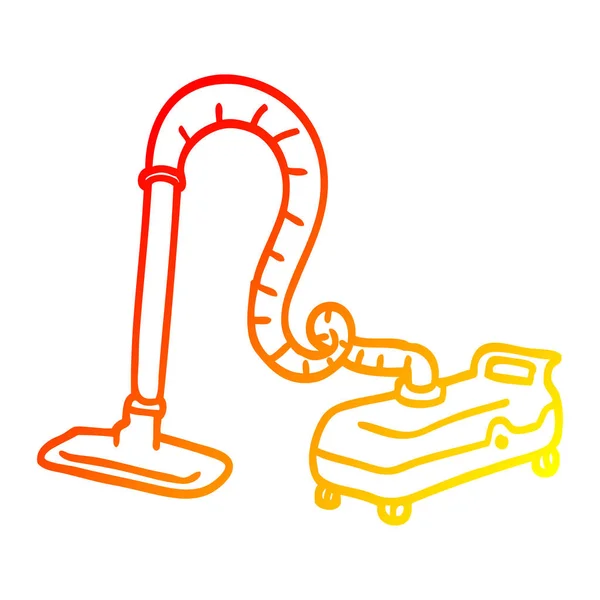 Warm gradient line drawing cartoon vacuum hoover — Stock Vector