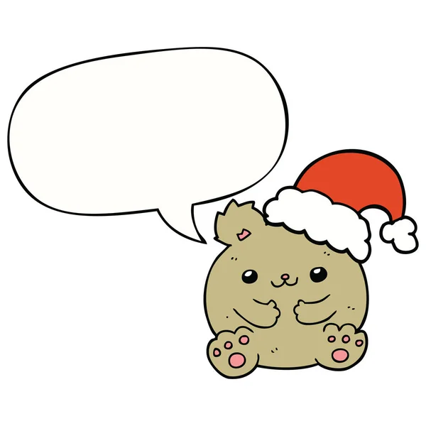 可爱的卡通圣诞熊和演讲泡沫 — 图库矢量图片