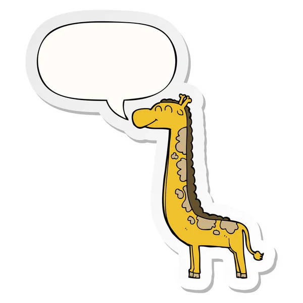 Наклейка на жирафа и речевой пузырь — стоковый вектор