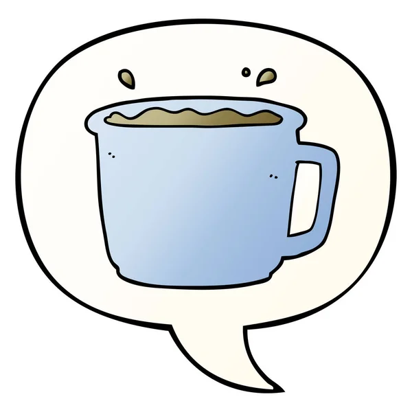 Cartoon koffie kopje en toespraak bubble in gladde gradiënt stijl — Stockvector
