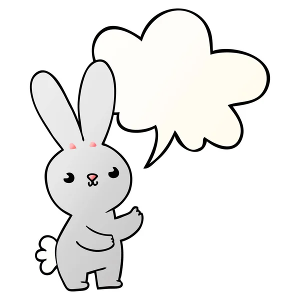 滑らかなグラデーションスタイルでかわいい漫画のウサギとスピーチバブル — ストックベクタ