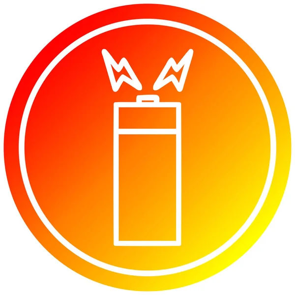 Batterij circulair in warm gradiënt spectrum — Stockvector