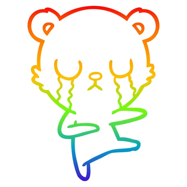 虹のグラデーションライン描画泣くホッキョクグマ漫画 — ストックベクタ