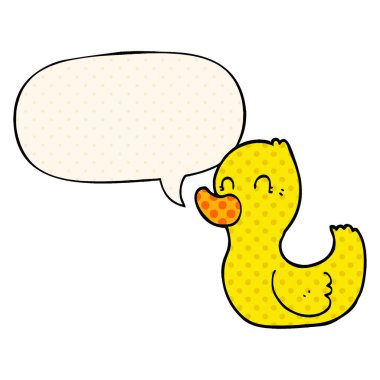 çizgi roman tarzında karikatür ördek ve konuşma balonu