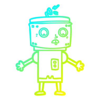 soğuk degrade çizgi çizim karikatür robot