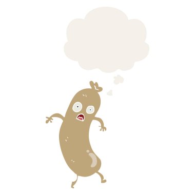 retro tarzında karikatür sosis ve düşünce balonu