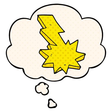 çizgi film yıldırım grev ve çizgi roman tarzında kabarcık düşünce