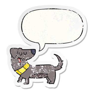 karikatür köpek ve konuşma balonu sıkıntılı etiket