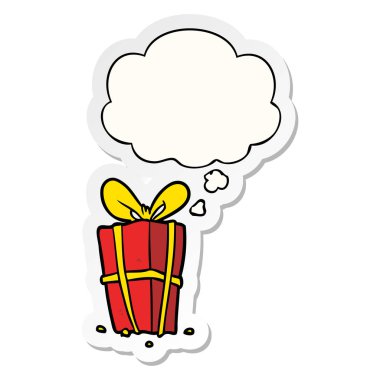 karikatür xmas mevcut ve basılı bir etiket olarak kabarcık düşünce