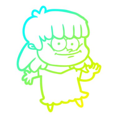 soğuk degrade çizgi çizim karikatür gülümseyen kadın