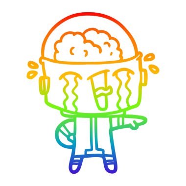 gökkuşağı gradyan çizgi çizim karikatür ağlayan robot