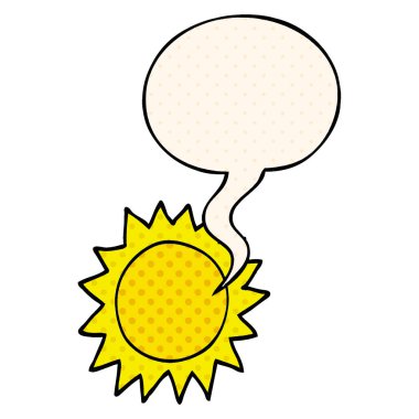 çizgi roman tarzında karikatür güneş ve konuşma balonu