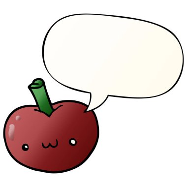 düz degrade tarzında karikatür elma ve konuşma balonu