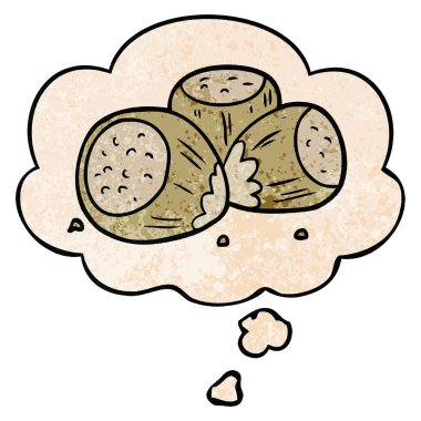 karikatür fındık ve grunge doku desen s düşünce balonu
