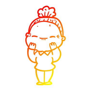 sıcak degrade çizgi çizim karikatür barışçıl yaşlı kadın