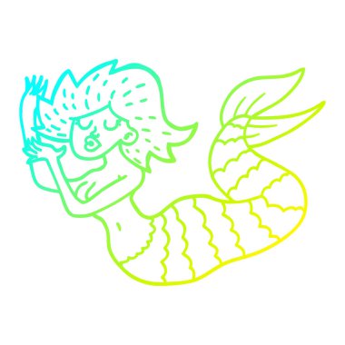 soğuk degrade çizgi çizim karikatür kadın denizkızı