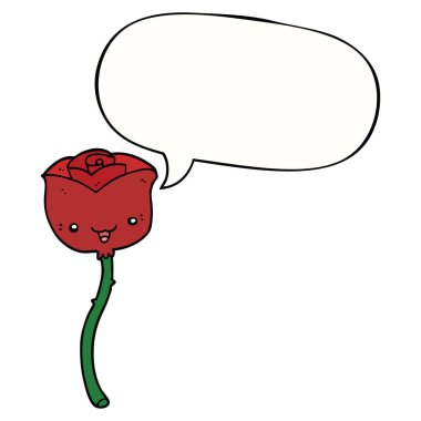 karikatür çiçek ve konuşma balonu