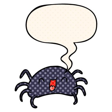 çizgi roman tarzında karikatür halloween örümcek ve konuşma balonu