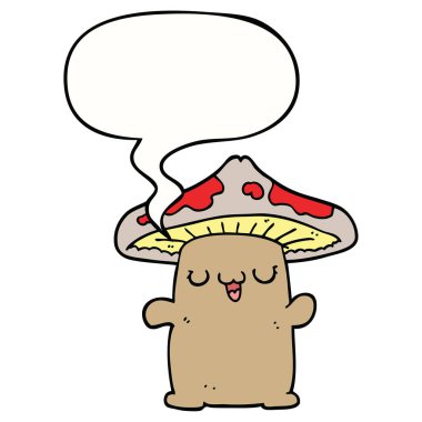 karikatür mantar yaratık ve konuşma balonu