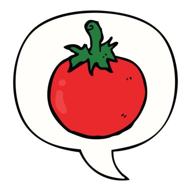 karikatür domates ve konuşma balonu