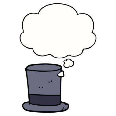 karikatür üst şapka ve düşünce balonu