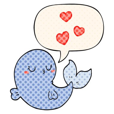 çizgi roman tarzında aşk ve konuşma balonu sevimli karikatür balina