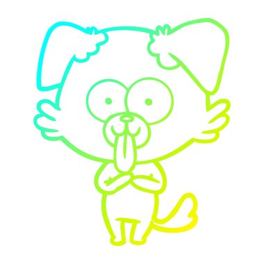 dil dışarı yapışmasını ile soğuk degrade çizgi çizim karikatür köpek