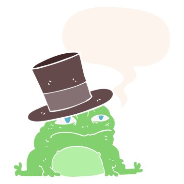 retro tarzıkarikatür zengin kurbağa ve konuşma balonu