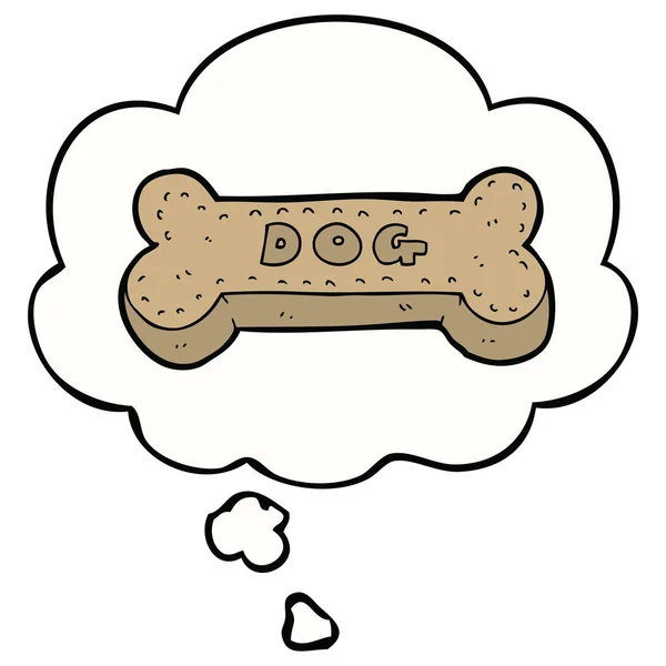 Bizcocho de perro de dibujos animados y burbuja de pensamiento — Vector de stock