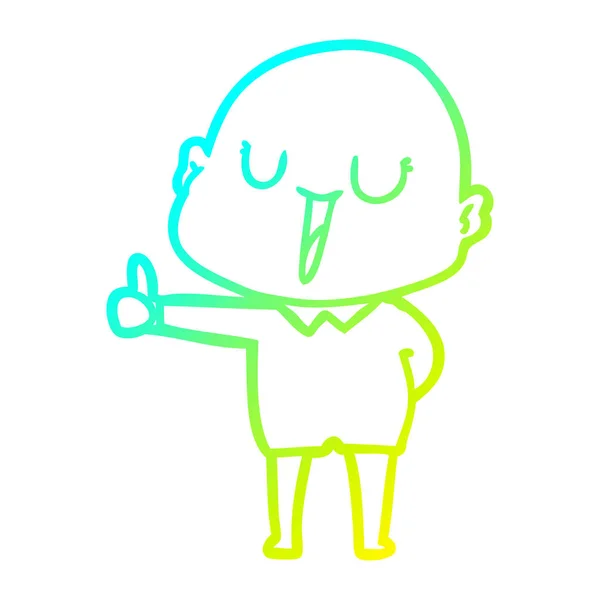 Froid dégradé ligne dessin heureux dessin animé chauve homme — Image vectorielle