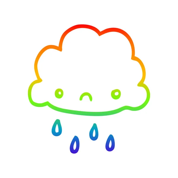 Gradient arc-en-ciel ligne dessin dessin animé tempête nuage — Image vectorielle