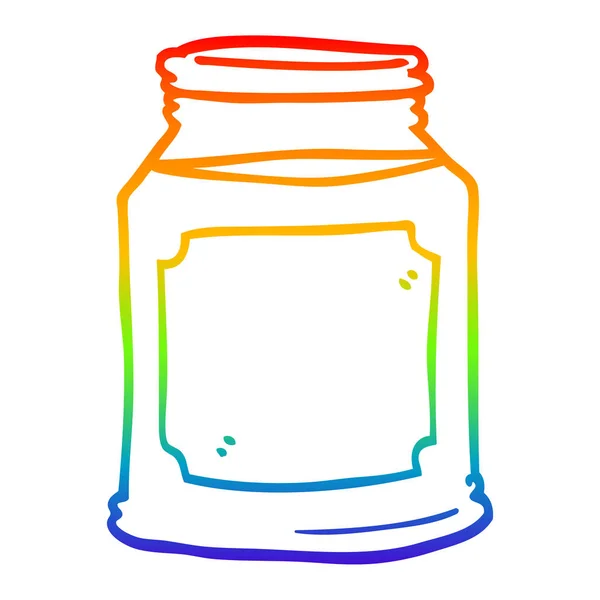 Línea de gradiente arco iris dibujo vela de dibujos animados en tarro — Vector de stock