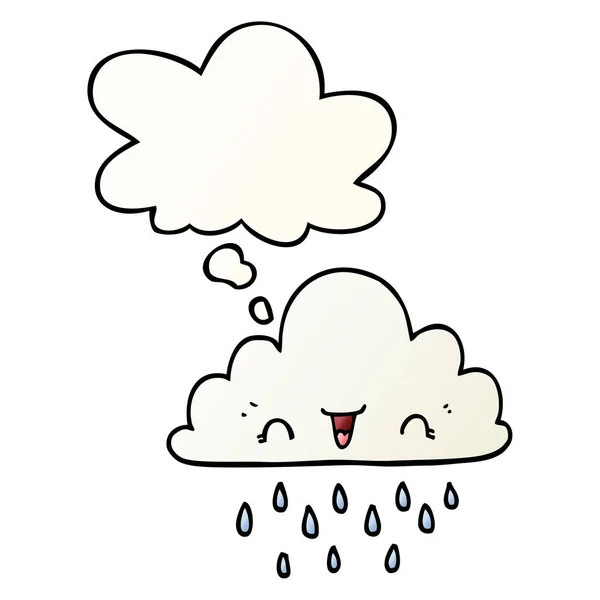 Cartoon Storm Cloud en gedachte bubbel in vloeiende gradiënt stijl — Stockvector