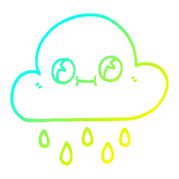 Koude gradiënt lijntekening cartoon Rain Cloud — Stockvector