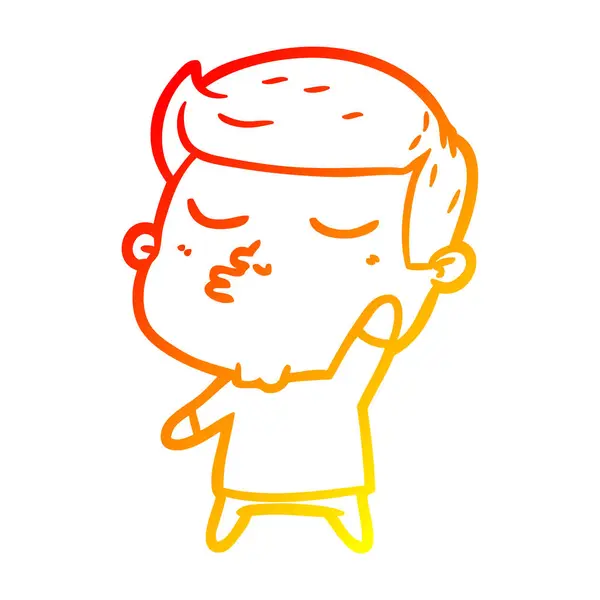 Chaud gradient ligne dessin dessin animé modèle guy pouting — Image vectorielle