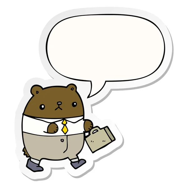 Kreslený medvěd v pracovním oblečení a řeči — Stockový vektor