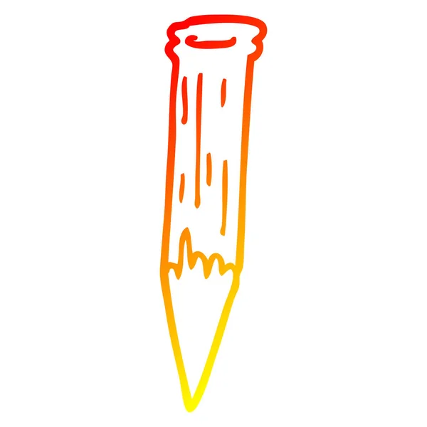 Línea de gradiente caliente dibujo estaca de madera de dibujos animados — Vector de stock