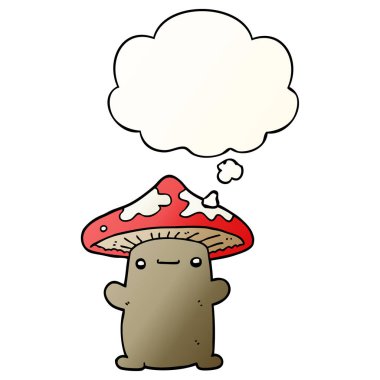 çizgi film mantarı ve pürüzsüz degrade tarzında düşünce balonu