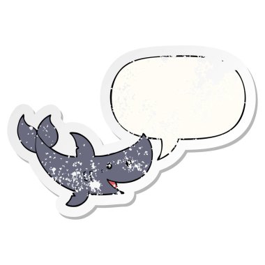 karikatür köpekbalığı ve konuşma balonu sıkıntılı etiket