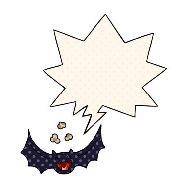 çizgi roman tarzında çizgi film yarasa ve konuşma balonu