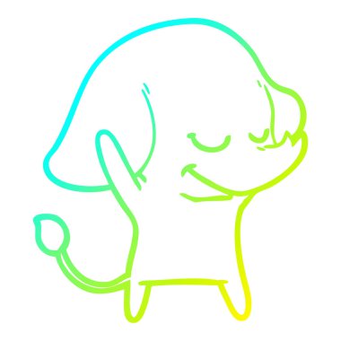 soğuk degrade çizgi çizim karikatür gülümseyen fil