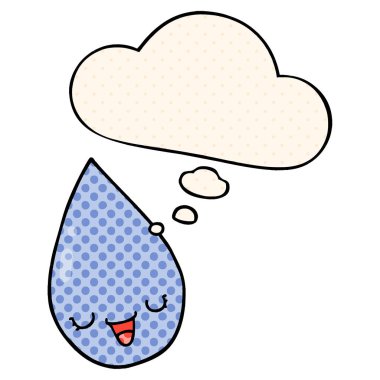 çizgi film yağmur damlası ve çizgi roman tarzında düşünce balonu