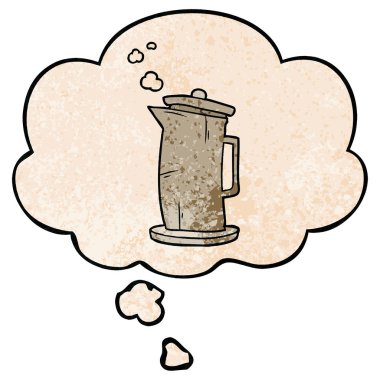 karikatür eski su ısıtıcısı ve grunge doku desen düşünce kabarcık 