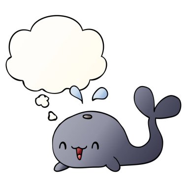 karikatür mutlu balina ve pürüzsüz degrade tarzında kabarcık düşünce