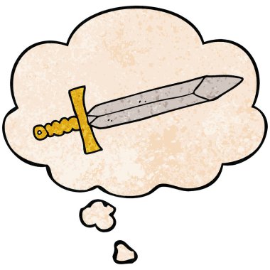grunge doku desen tarzı karikatür kılıç ve düşünce balonu